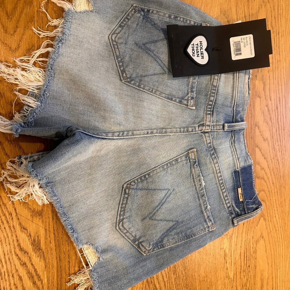 MOTHER "Superior"  NWT Ultra Hise Rise Button Fly Denim Shorts - $228 Retail - Picture 16 of 17